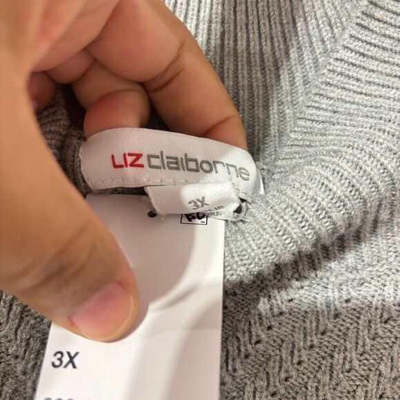 Liz Claiborne Womens Mock Neck Sweater Dress 3X Gray Long Sleeve Knitted NWT - Picture 5 of 8